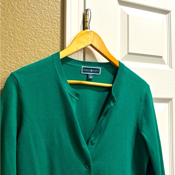 Karen Scott Teal Button-Up Cardigan sweater size Small - Picture 4 of 4